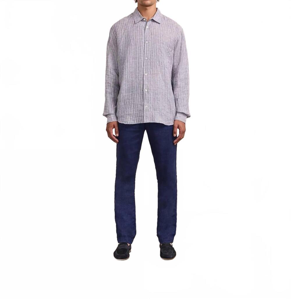 NEW FRESCOBAL CARIOCA telles linen striped shirt in navy